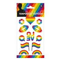 Tatuagens temporárias sortidas Pride - 1 folha