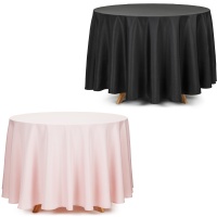 Toalha de mesa de 2,30 m em tecido preto ou rosa - 1 unidade