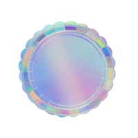 Pratos redondos iridescentes de 23 cm - 6 unidades