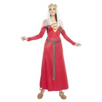 Fato de senhora vermelha medieval para mulheres