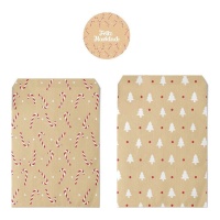 Envelope para prenda de Natal 16 x 13 cm com autocolantes - 10 unidades.