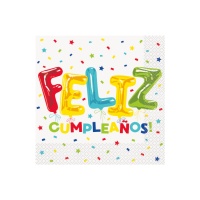 Guardanapos de Feliz Cumpleaños de 16,5 x 16,5 cm - 16 unidades