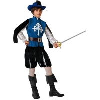 Fato de mosqueteiro azul e preto para crianças