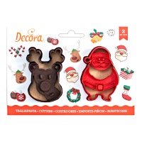 Cortadores de Pai Natal e rena - Decorar - 2 unidades