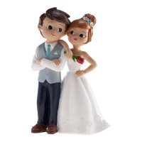 Figura para bolo dos noivos com rosa 16 cm