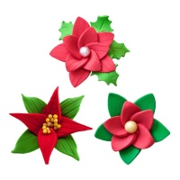 Figuras de açúcar de flores de Natal 7 cm - Dekora - 15 unidades