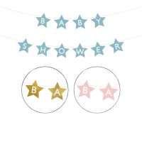 Baby Shower guirlanda com estrelas 2,9 m - 1 pc.