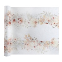 Caminho de mesa de 36 cm com flores rosas - 3 m