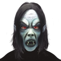 Máscara de vampiro aterradora com cabelo de látex