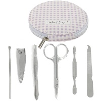 Conjunto de manicure de Vichy lilás redondo - 6 peças