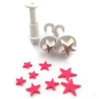 Cortadores de mini estrelas KIt com ejetor - Dekofee - 3 unid.