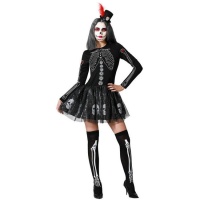 Fato de Esqueleto Catrina Brilhante para Mulher