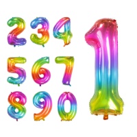 Balão número arco-íris 81 cm - Folat - 1 unidade