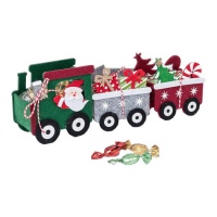 Comboio do Pai Natal com vagões de feltro de 27 cm com doces