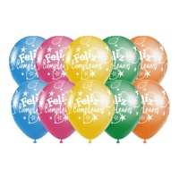 Balões de Feliz Aniversário 30cm coloridos - 10 unidades