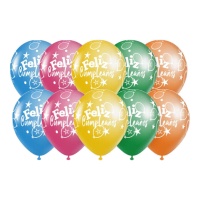 Balões de Feliz Aniversário 30cm coloridos - 10 pcs.