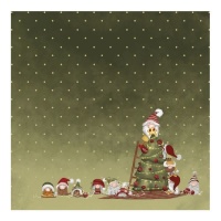 Papel velino Árvore de Natal com gnomos de 30,5 x 30,5 cm - Artis decor - 3 unidades