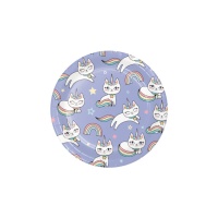 Pratos de gato unicórnio 17 cm - 8 unidades