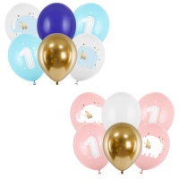 Balões de látex 30 cm para o primeiro aniversário do bebé elefante - PartyDeco - 6 unidades