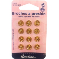 Pregadeiras douradas de 0,9 cm - Hemline - 12 pares