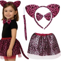 Conjunto infantil de leopardo rosa