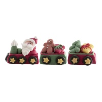 Pai Natal 3D figuras de açúcar em comboio - Dekora - 36 unidades
