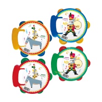 Pandeireta de 17 cm em plástico com desenhos variados