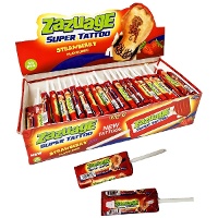 Pirulito mastigável de morango com tatuagem, 10 g - 50 unidades