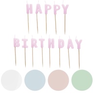 Velas Happy Birthday brancas 2,5 cm - PartyDeco - 13 unidades