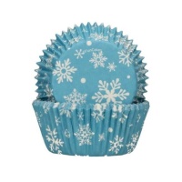 Cápsulas para cupcakes floco de neve azul - FunCakes - 48 unid.