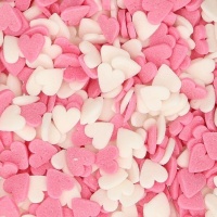 Corações rosa e branco polvilha 60 g - FunCakes