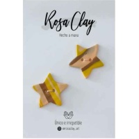 Botões Rosa Clay de estrelas mostarda e terra de 2,8 cm - 2 unidades