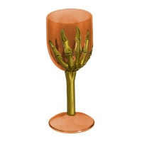 Copo com mão de esqueleto dourado de 18 cm