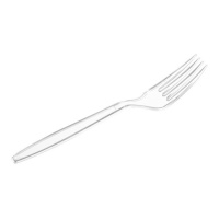 Garfos de 18 cm em plástico transparente - 15 unidades.