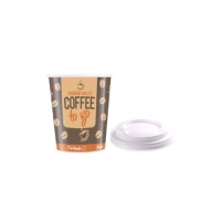 Copos de cartão de 120 ml com tampa com orifício - 12 unid.