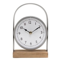Relógio de mesa com base de madeira - DCasa