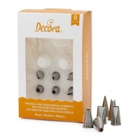 Kit de bicos, adaptadores e prego pequeno - Decora - 9 pcs.