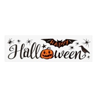 Autocolante de parede Halloween com abóbora e morcego, 56 x 15 cm - 1 folha