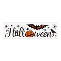 Autocolante de parede Halloween com abóbora e morcego - 56 x 15 cm - 1 folha