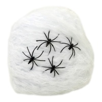 Teia de aranha branca com 4 aranhas - 60 gr