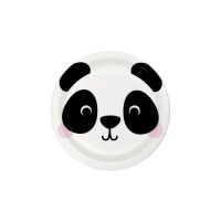 Pratos de Urso Panda de 17 cm - 8 unidades