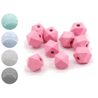 Contas hexagonais de madeira 1,2 cm - 10 unidades