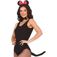 Conjunto de ratinha com tiara, gravata borboleta e rabo