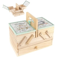 Caixa de costura em madeira com prateleiras - DCasa