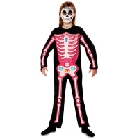Fato de esqueleto cor-de-rosa para rapariga