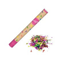 Canhão de confettis multicolorido de 80 cm.