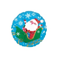 Balão redondo de Pai Natal no trenó de 43 cm - Anagram