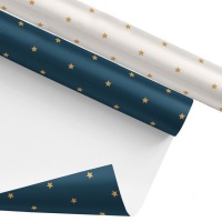 Papel de embrulho com estrelas douradas 2,00 x 0,70 m - 1 unidade