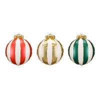 Balão redondo com cores natalinas de 42 x 46 cm - Partydeco - 3 unidades