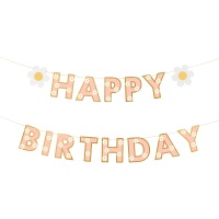 Guirlanda de Happy Birthday com margaridas de 3,50 m
